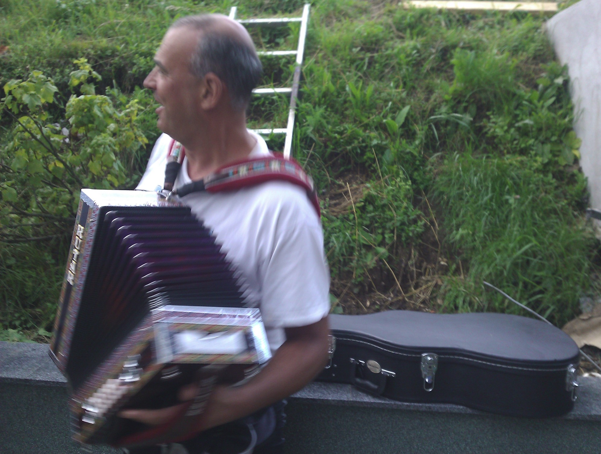The author playing accordion