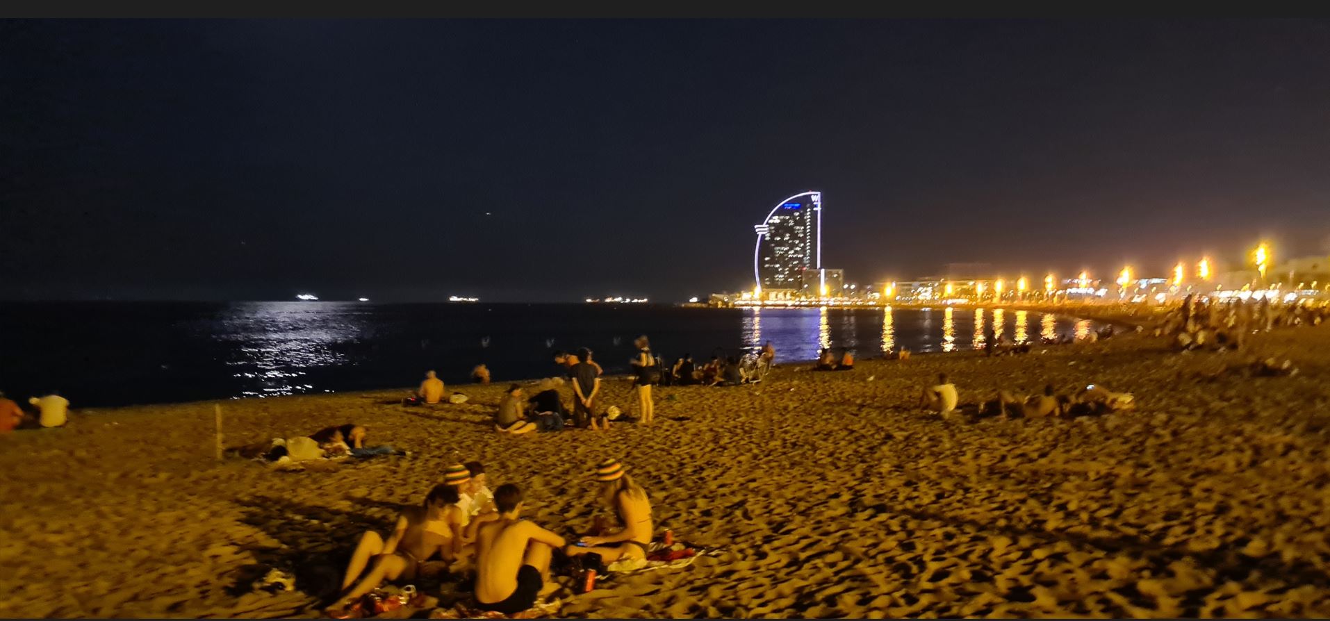 In beach attire at 10:30 pm