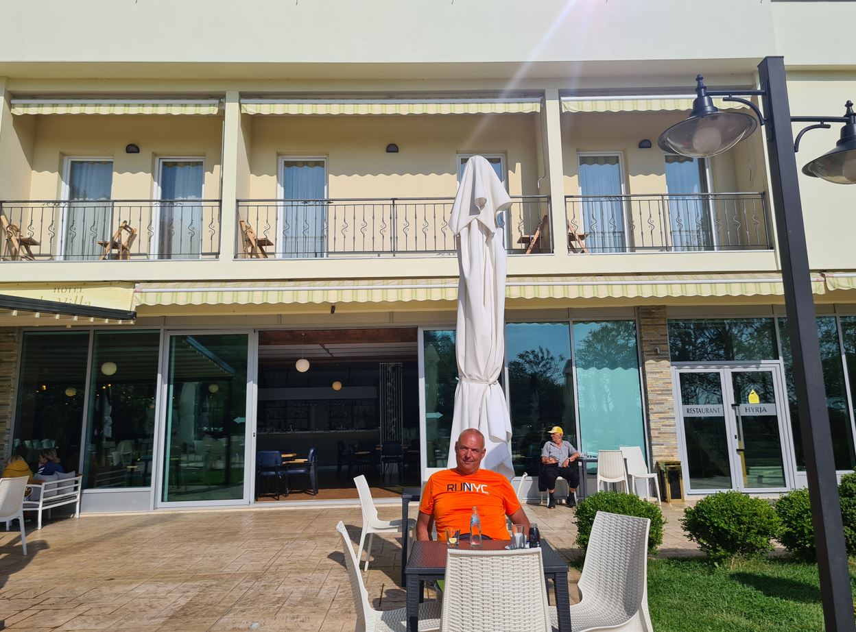 Breakfast at the hotel in the sunshine