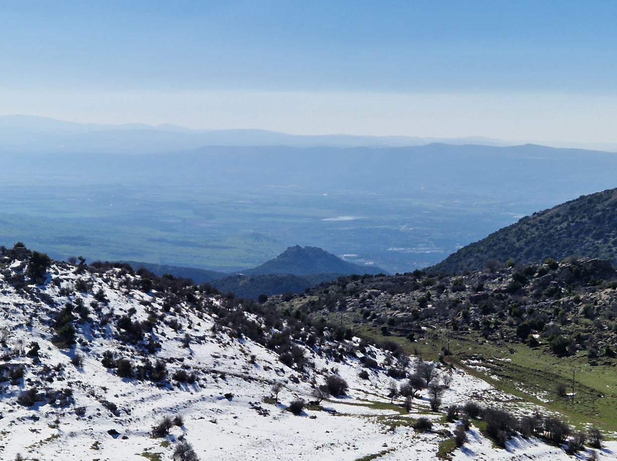 The view - snow, the hill the castle was located on and the rest of Israel (more or less)