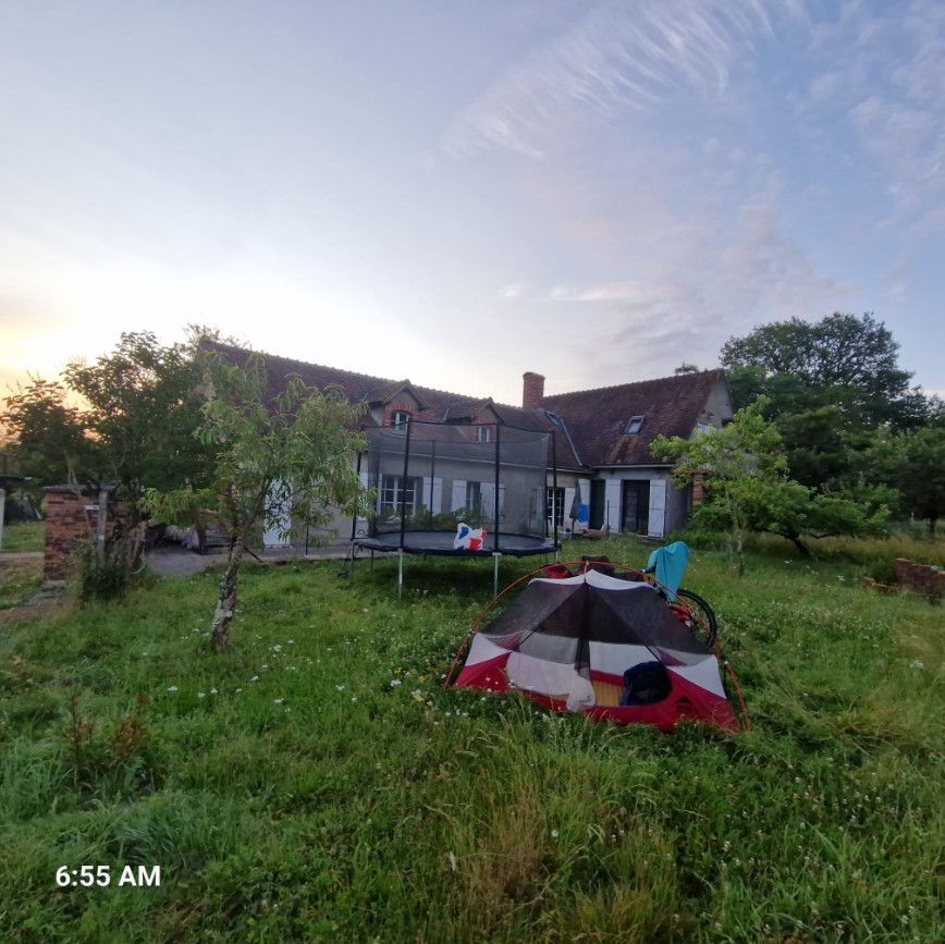Simon's house with my tent