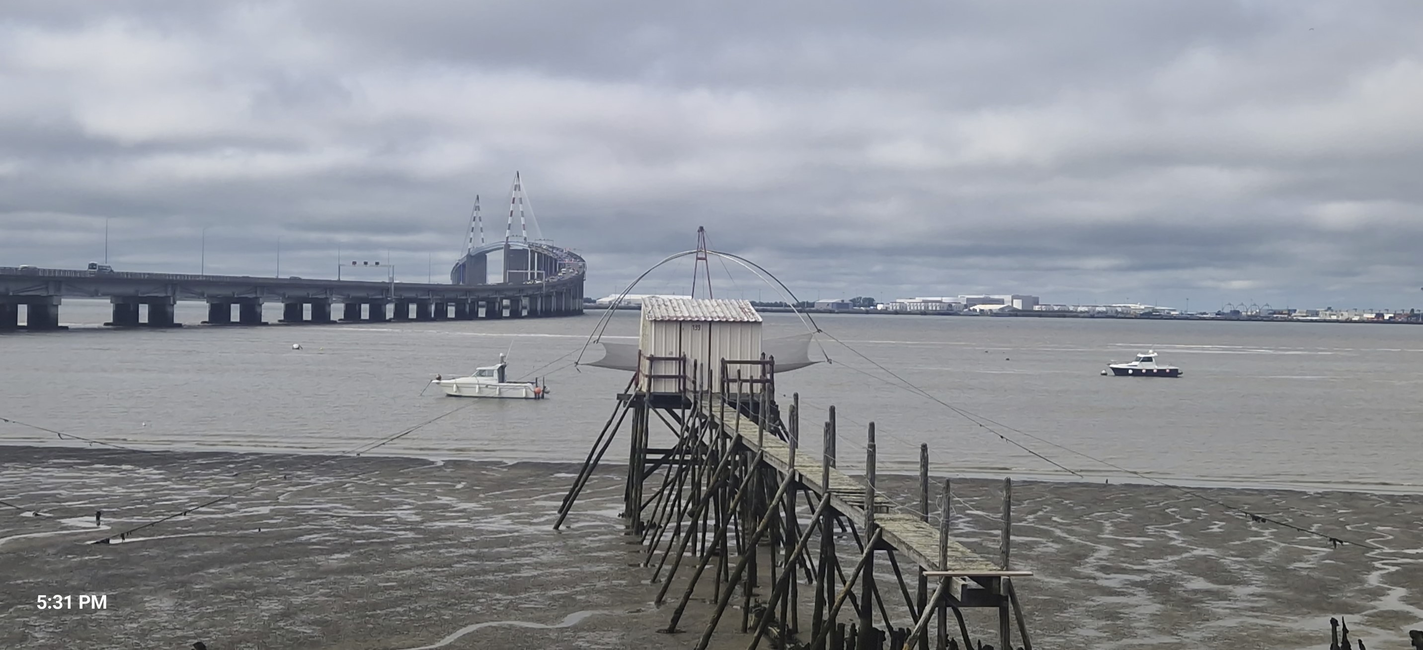 Fishing hut, with the bridge in the background