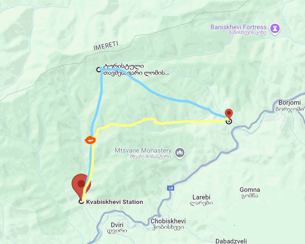 Our planned route vs. the one we went on