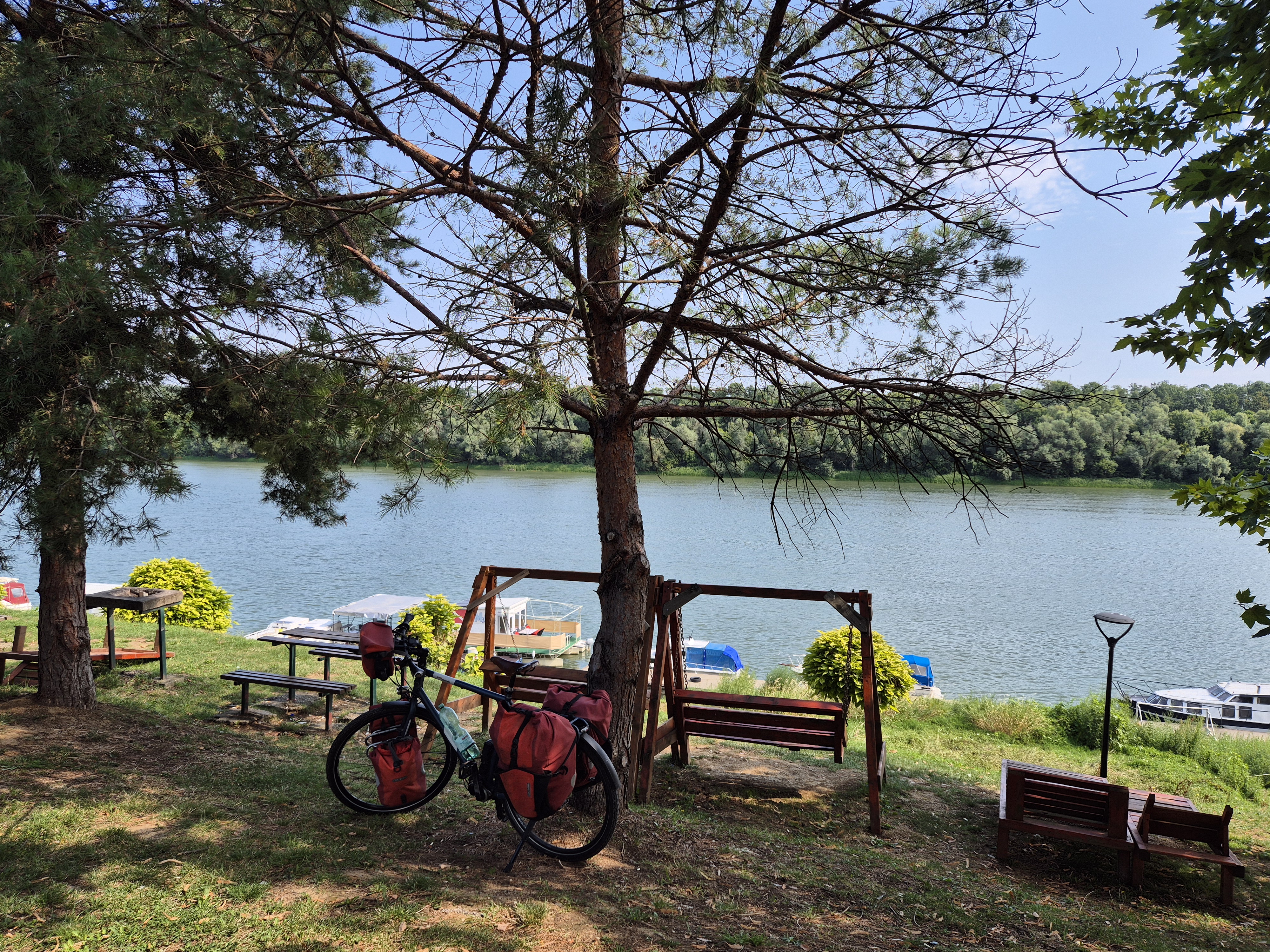 Bike parking next to River Sava