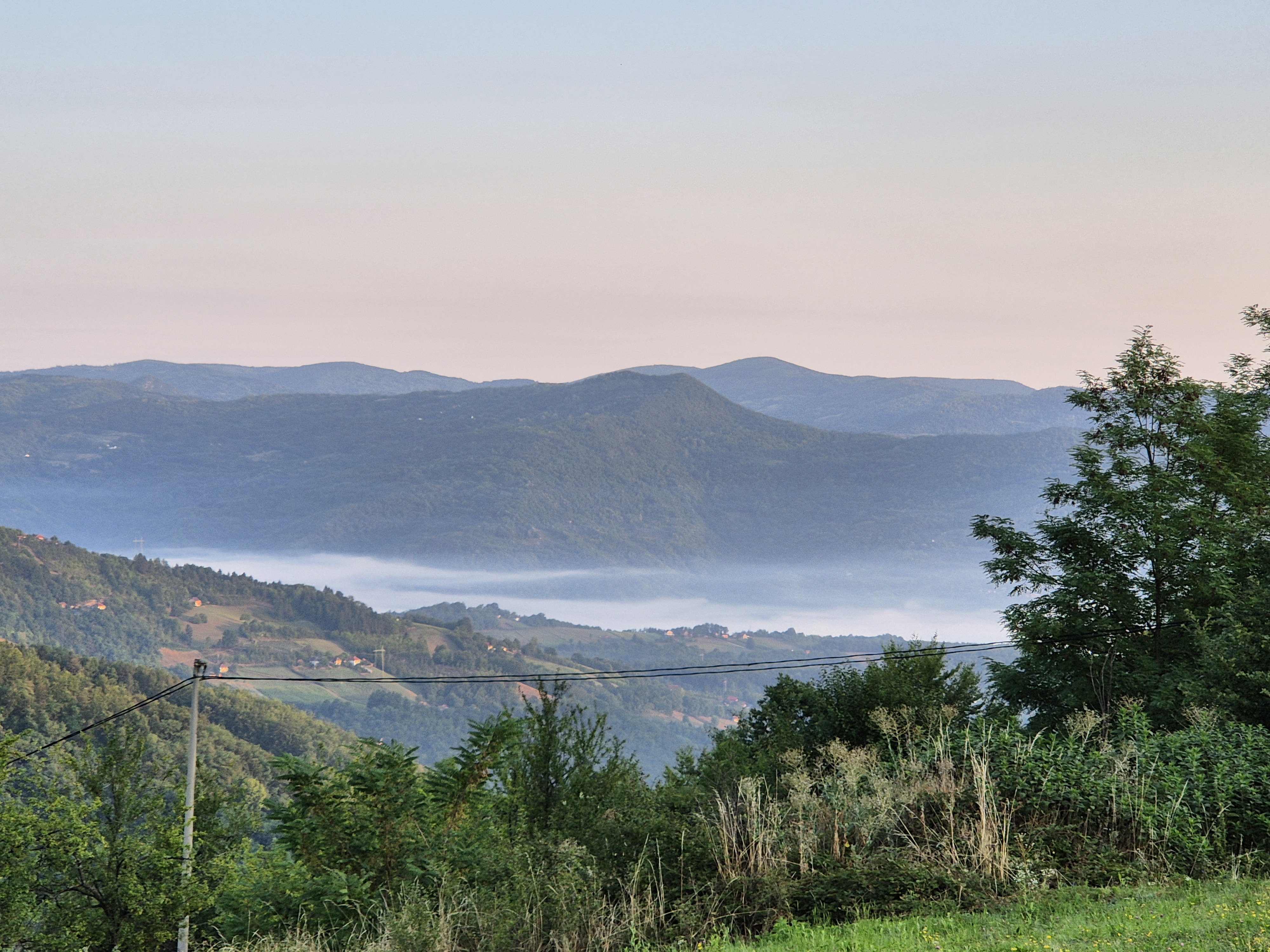 Fog above the Drina I had ridden from